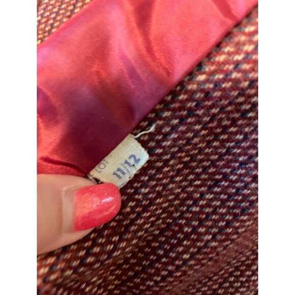 Vintage 80s 90s Red Tweed Wool Blend Single Button Blazer Jacket - Picture 9 of 9